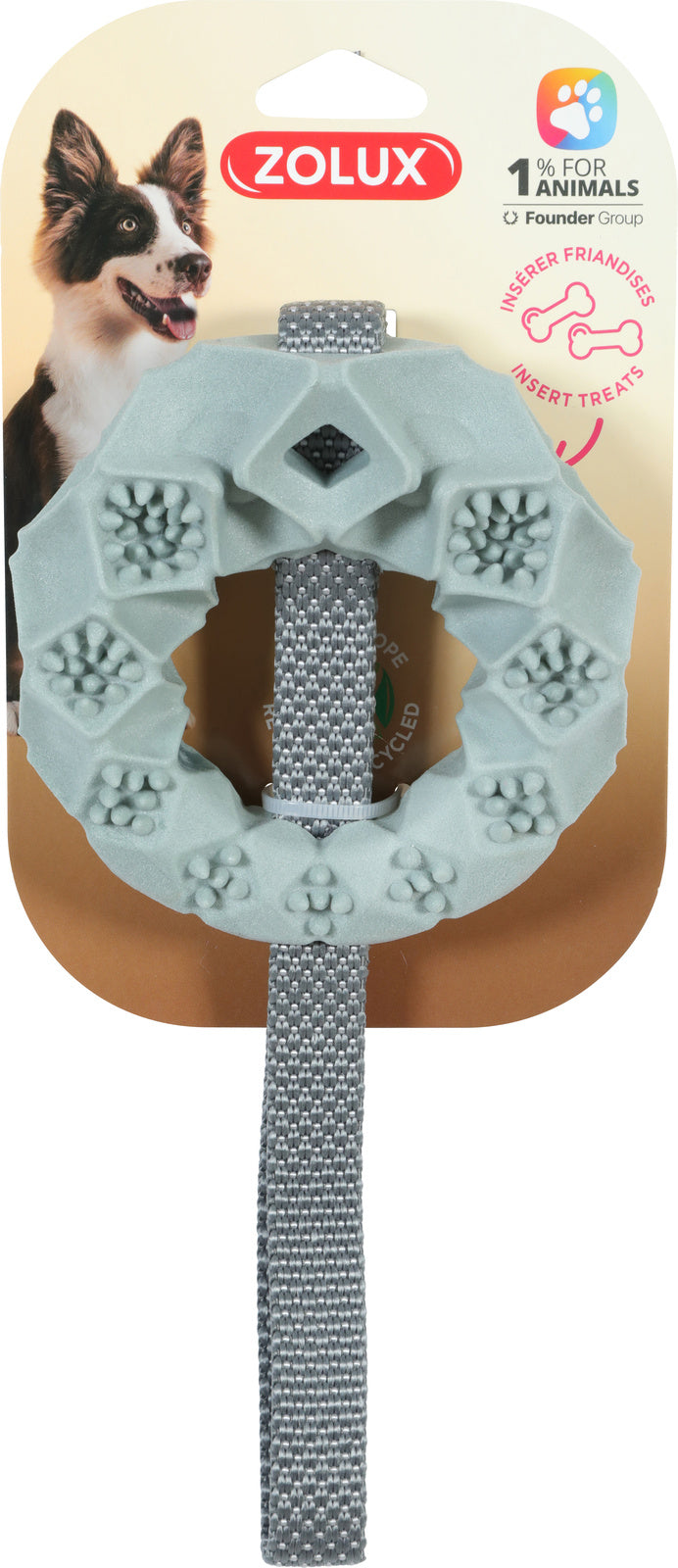 Gioco per cani Zolux 4 Seasons Cerchio Verde con corda riciclata, in TPR, 118x116x44 mm Gioco per cani Zolux 4 Seasons Cerchio Verde con corda riciclata, in TPR, 118x116x44 mm